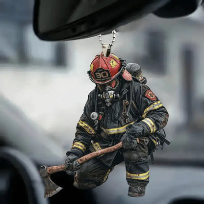 Firefighter-Themed Acrylic Keychain