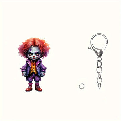 Acrylic Halloween Cartoon Clown Keychain