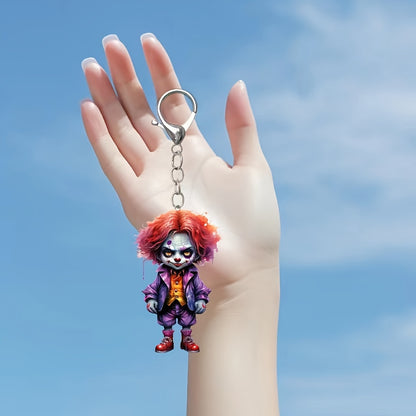 Acrylic Halloween Cartoon Clown Keychain