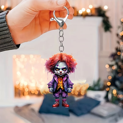 Acrylic Halloween Cartoon Clown Keychain