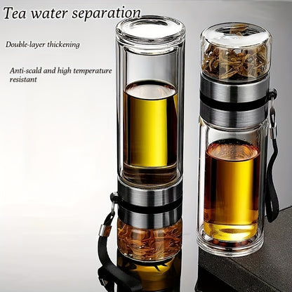 Stainless Steel and Borosilicate Glass Office Tea Cup