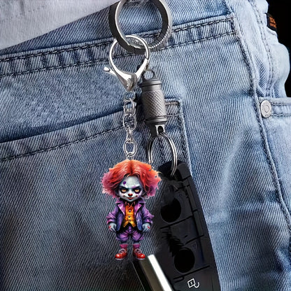 Acrylic Halloween Cartoon Clown Keychain