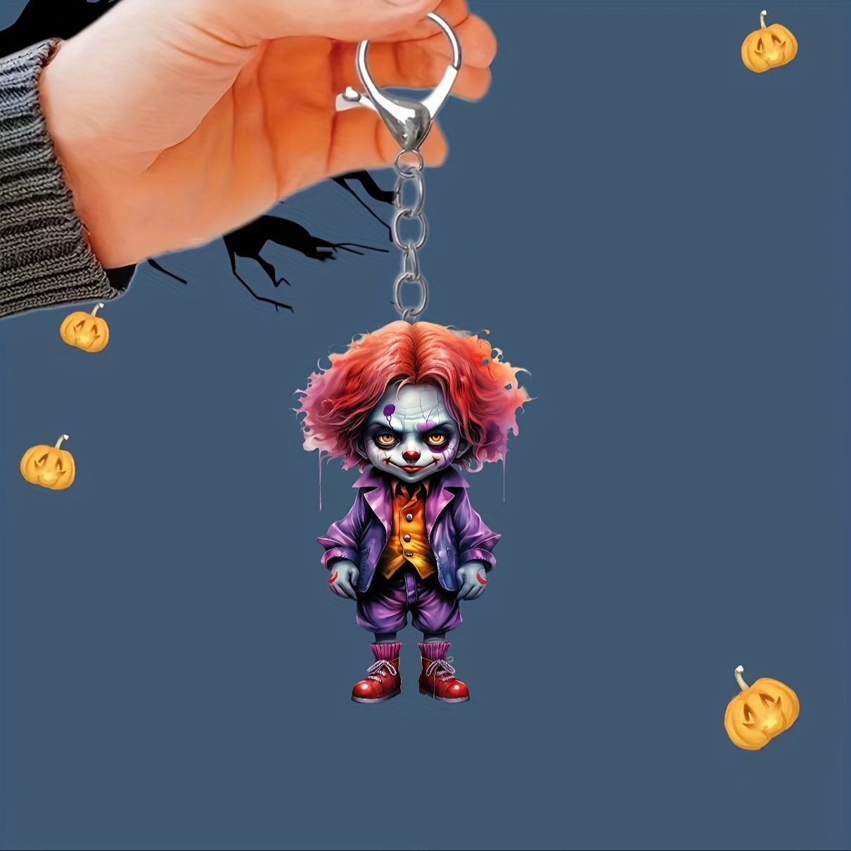 Acrylic Halloween Cartoon Clown Keychain