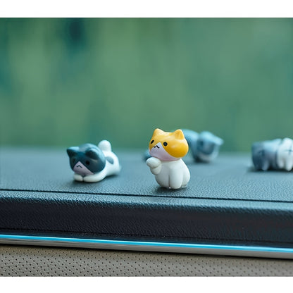 Cat 6pcs PVC Cartoon Cat Dashboard Ornaments