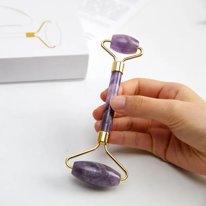 Natural Amethyst Dual-Head Facial Roller & Gua Sha Massager - Dyno Pixels