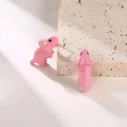 Pink Rhino Adorable Animal Stud Earrings - Whimsical & Fun Designs for Women - Dyno Pixels