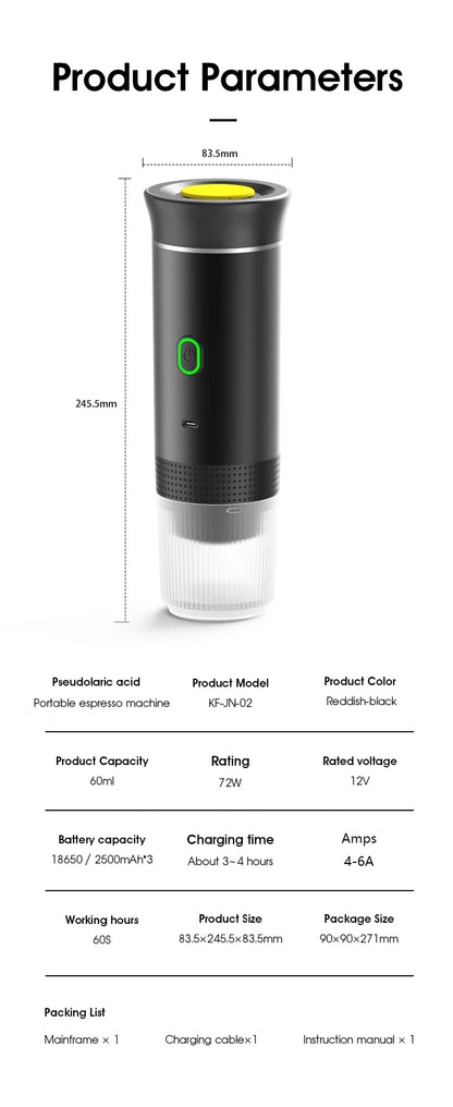 Portable 3-in-1 Espresso Maker with Intelligent Extraction and USB Charging - Dyno Pixels