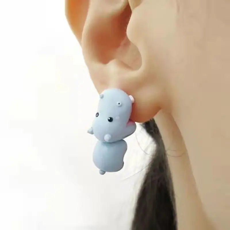 Pink Rhino Adorable Animal Stud Earrings - Whimsical & Fun Designs for Women - Dyno Pixels