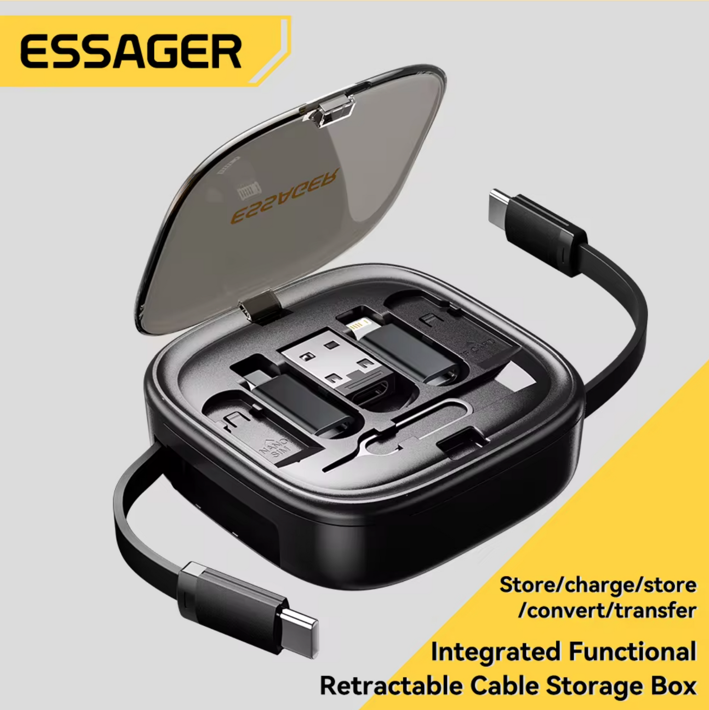 Essager Travel Multi Functional Cords With Holder Storage Box - Dyno Pixels