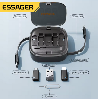 Essager Travel Multi Functional Cords With Holder Storage Box - Dyno Pixels