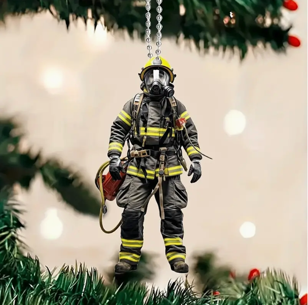 Firefighter-Themed Acrylic Keychain