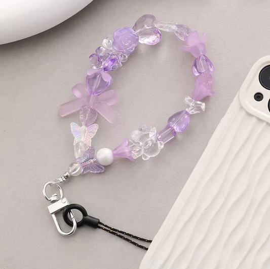 Colorful Beads AB Colorful Bears Beads Shaped Chain Strap Small Rope Head Mobile Phone Chain Mobile Phone Hanging Rope