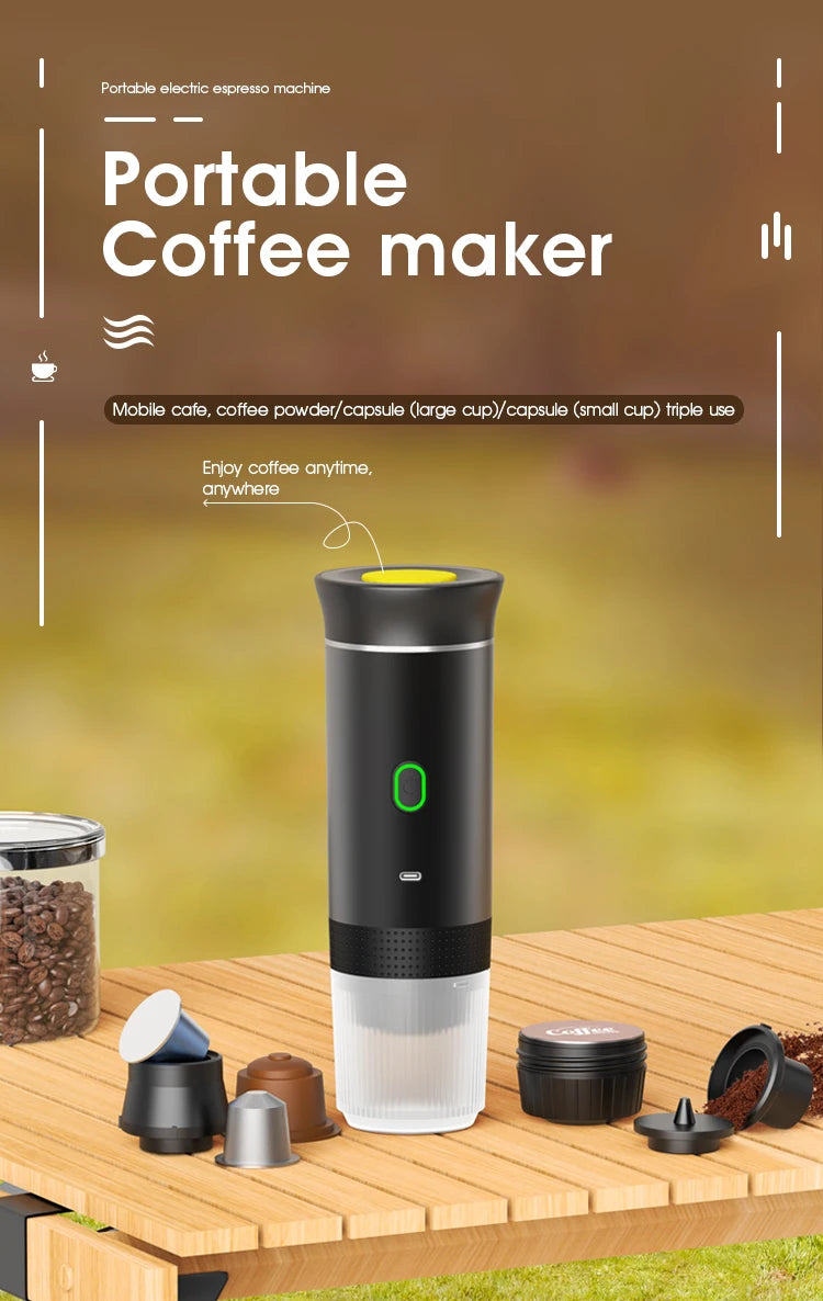 Portable 3-in-1 Espresso Maker with Intelligent Extraction and USB Charging - Dyno Pixels