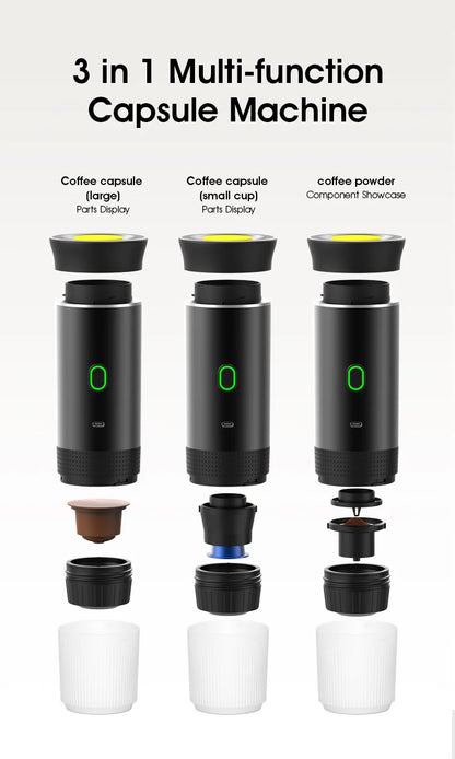 Portable 3-in-1 Espresso Maker with Intelligent Extraction and USB Charging - Dyno Pixels