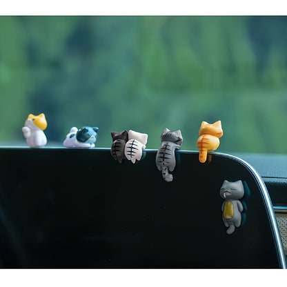 Cat 6pcs PVC Cartoon Cat Dashboard Ornaments