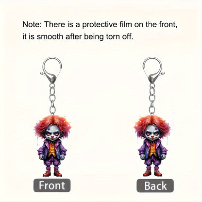 Acrylic Halloween Cartoon Clown Keychain