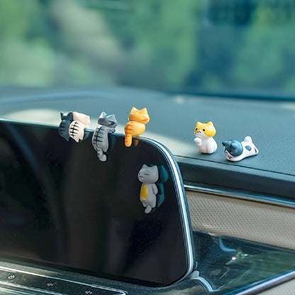 Cat 6pcs PVC Cartoon Cat Dashboard Ornaments