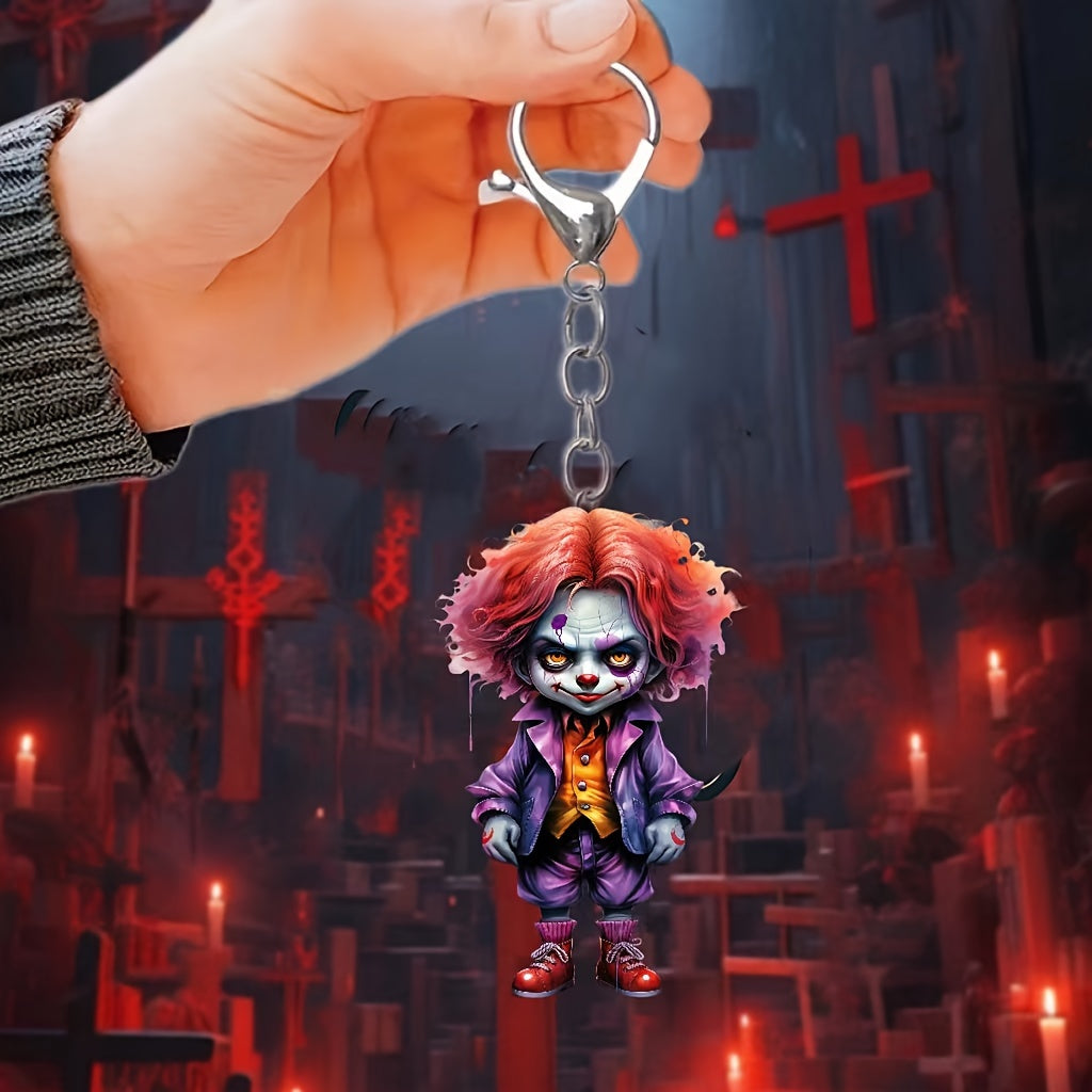 Acrylic Halloween Cartoon Clown Keychain